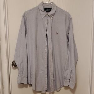 Men's Ralph Lauren Blue/White Stripe LS Oxford EUC